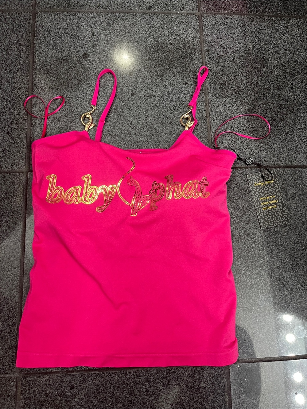 Baby Phat Hot Pink Cami with Gold Logo Detailing